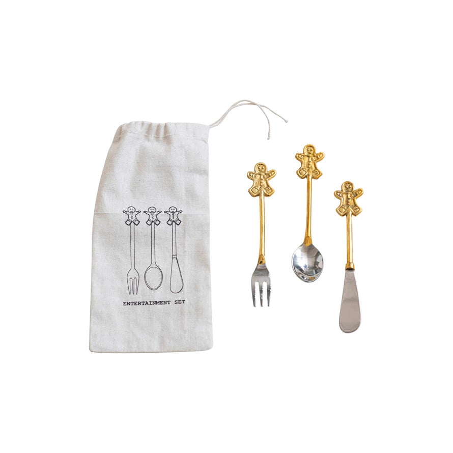 Christmas Gingerbread Man Serving Set-3 pieces