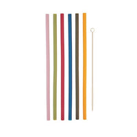 Silicone Straws, Set of 6 with Cleaning Brush