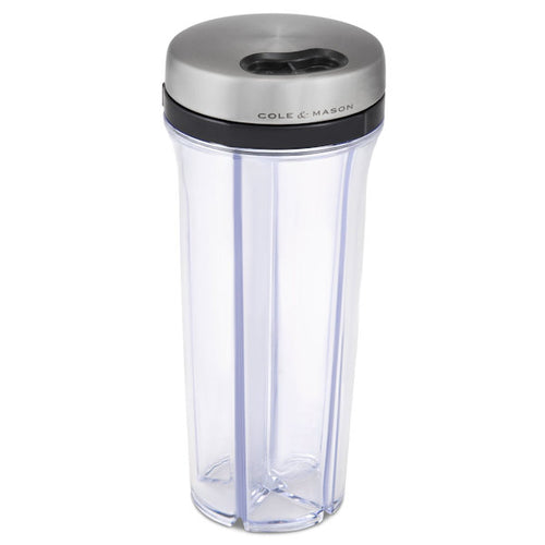 A transparent Cole & Mason Saunderton herb spice and sprinkles storage shaker with a stainless steel lid.