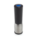 A black and silver electric corkscrew with a digital display on top.