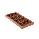 A brown silicone ice cube tray designed to resemble a chocolate bar.