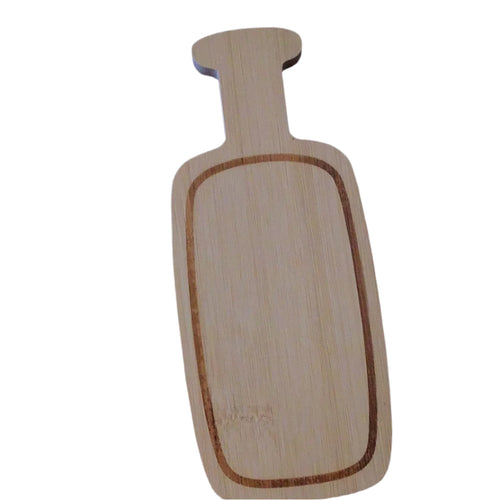 A mini serving board made of bamboo on a white background