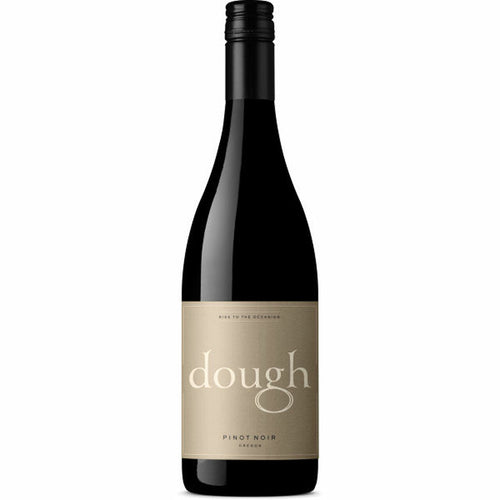 Bottle of Dough Pinot Noir wine with a minimalist label design featuring the brand name 'Dough' in bold lettering against a plain background.