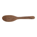 A hand-carved acacia wood spoon with a smooth finish.
