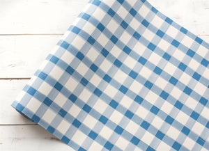 Blue Painted Check Table Runner