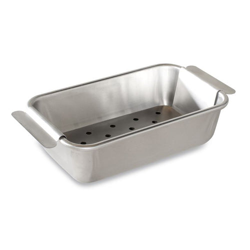 Aluminum meatloaf pan with a lift-out trivet.
