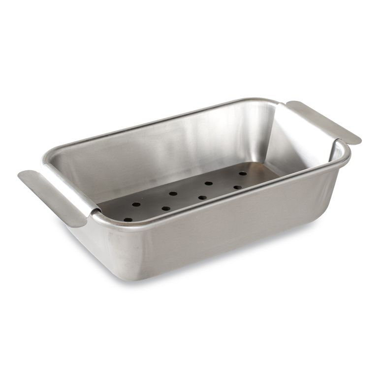 Aluminum meatloaf pan with a lift-out trivet.